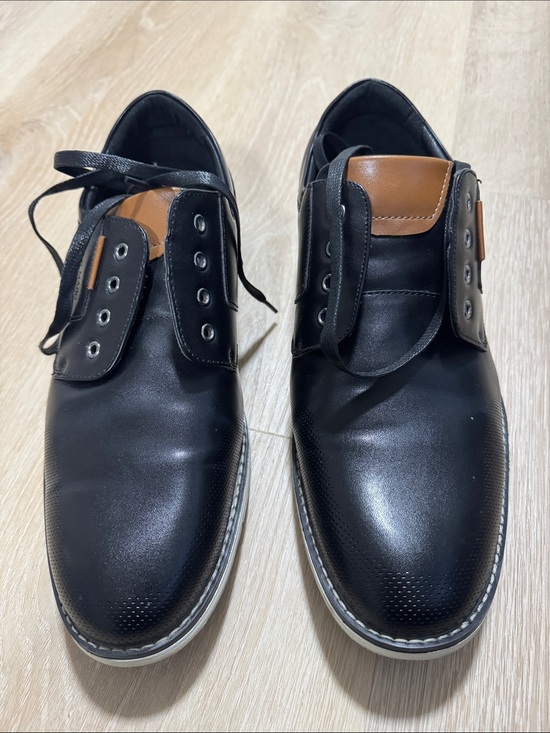 Bruno Marc Other - Black Derby Shoes with Brown Tongue Detail